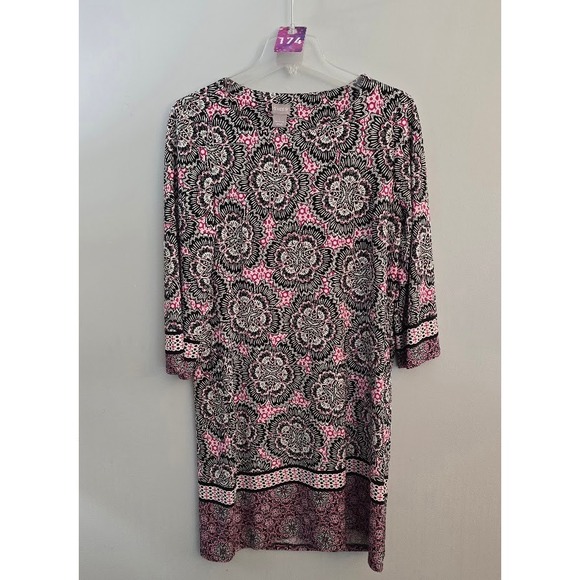 Chico's Dresses & Skirts - Chico's Womens Dress Etch Floral Shirt Pink Black White Knee Length 1 (8/10)